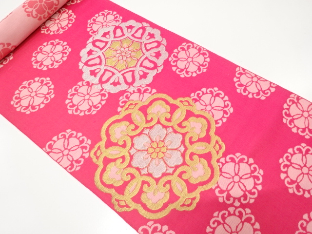 アンティーク　華紋織り出し　八寸帯地反物